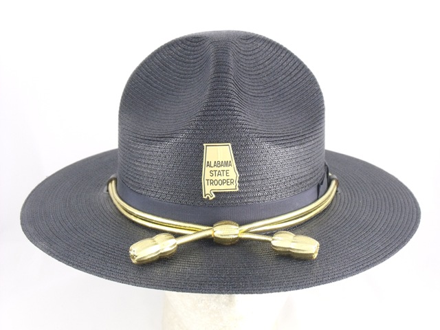 Alabama State Trooper patrol hat, blue felt campaign hat with silver hat cords