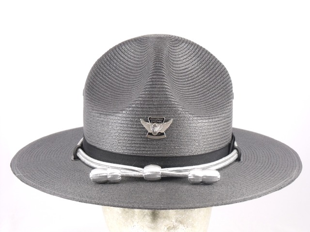 Ohio Highway Patrol graphite grey trooper straw summer campaign hat with silver cords and acorns